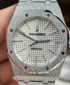 Đồng hồ Audemars Piguet Rep 1 1 Royal Oak 15410 Frosted mặt trắng dây kim loại xưởng APS 41mm (2)