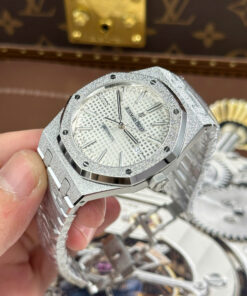 Đồng hồ Audemars Piguet Rep 1 1 Royal Oak 15410 Frosted mặt trắng dây kim loại xưởng APS 41mm (2)