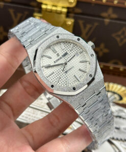 Đồng hồ Audemars Piguet Rep 1 1 Royal Oak 15410 Frosted mặt trắng dây kim loại xưởng APS 41mm