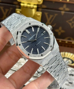 Đồng hồ Audemars Piguet Replica 1 1 Royal Oak 15410 Frosted mặt xanh blue dây kim loại xưởng APS 41mm (2)