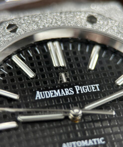 Đồng hồ Audemars Piguet Replica 11 Royal Oak 15410 Frosted mặt đen dây kim loại xưởng APS 41mm (2)