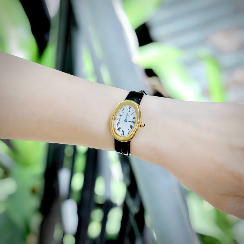  Đồng hồ Cartier Baignoire nữ 1920 WGBA0022 dây da fake cao cấp 31x23mm