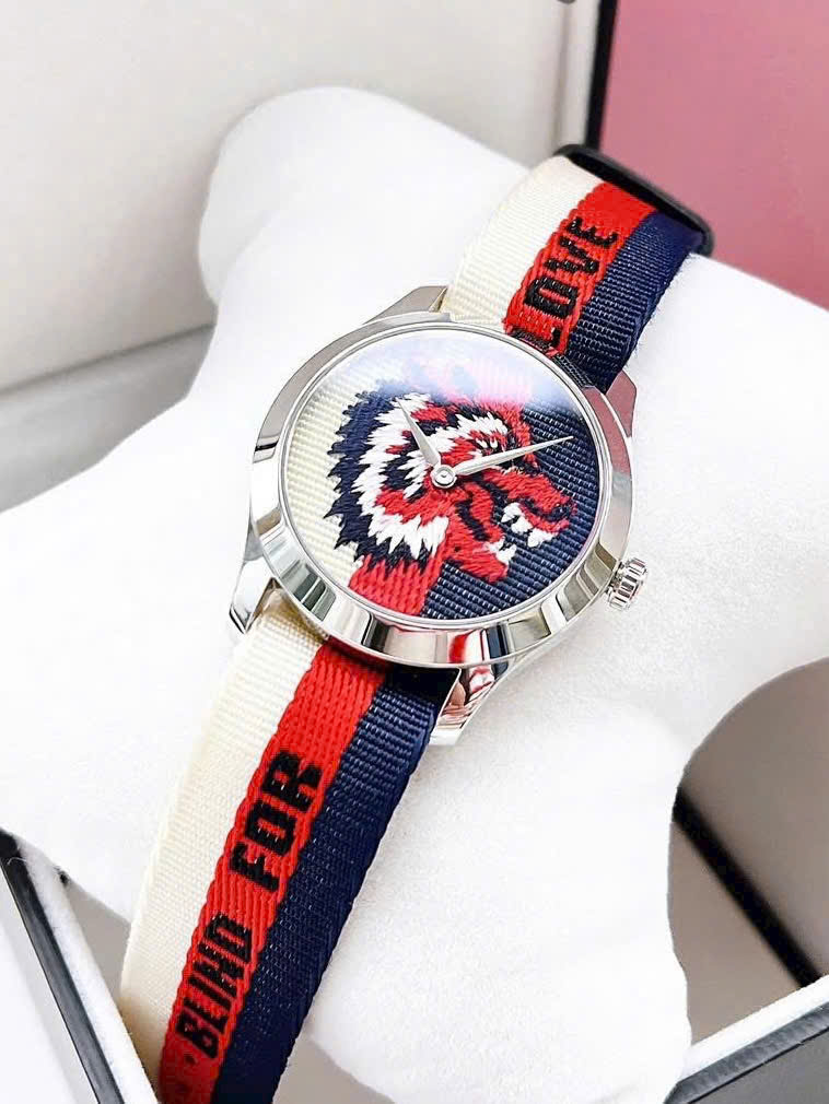 Đồng hồ Gucci G-Timeless mặt hổ dây nato sọc 3 màu like auth 38mm