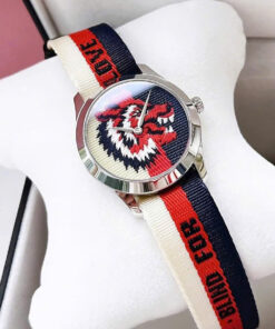 Đồng hồ Gucci G-Timeless mặt hổ dây nato sọc 3 màu like auth 38mm