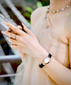 Đồng hồ Just Cavalli Embellished Dial & Leather nữ rose gold like auth 30mm