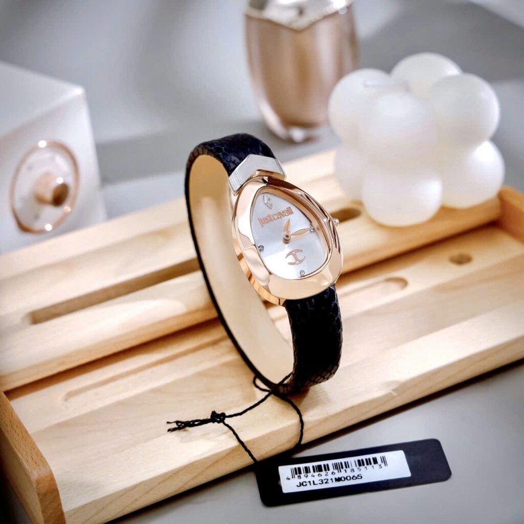 Đồng hồ Just Cavalli Embellished Dial & Leather nữ rose gold like auth 30mm