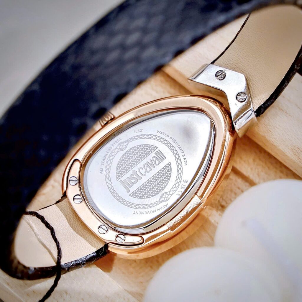 Đồng hồ Just Cavalli Embellished Dial & Leather nữ rose gold like auth 30mm