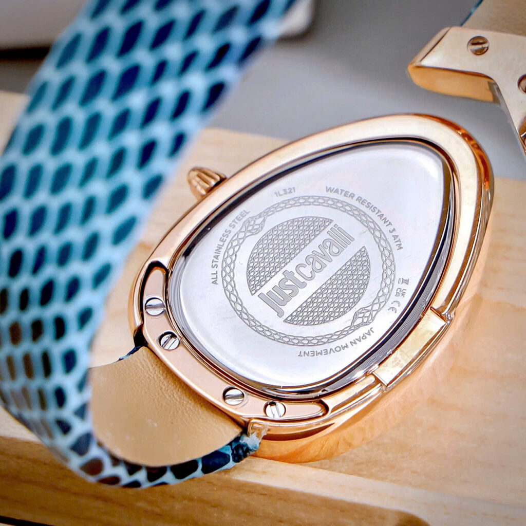  Đồng hồ Just Cavalli nữ Embellished Dial & Leather dây da xanh like auth 30mm