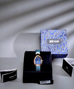 Đồng hồ Just Cavalli nữ Embellished Dial & Leather dây da xanh like auth 30mm