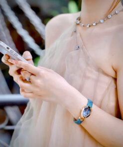 Đồng hồ Just Cavalli nữ Embellished Dial & Leather dây da xanh like auth 30mm