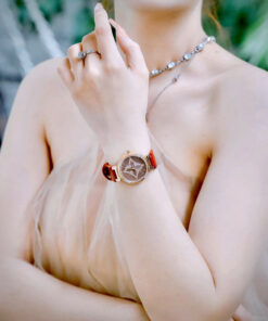 Đồng hồ Louis Vuitton Tambour nữ dây da đỏ máy Pin giá rẻ like auth 34mm