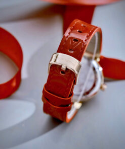 Đồng hồ Louis Vuitton Tambour nữ dây da đỏ máy Pin giá rẻ like auth 34mm