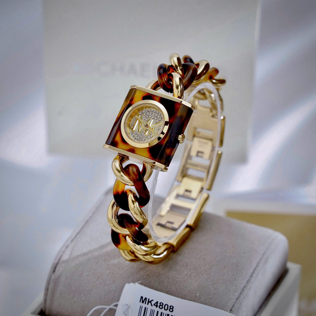 Đồng hồ Michael Kors Mk4808 Chain Lock nữ mặt đính đá like auth 24mm