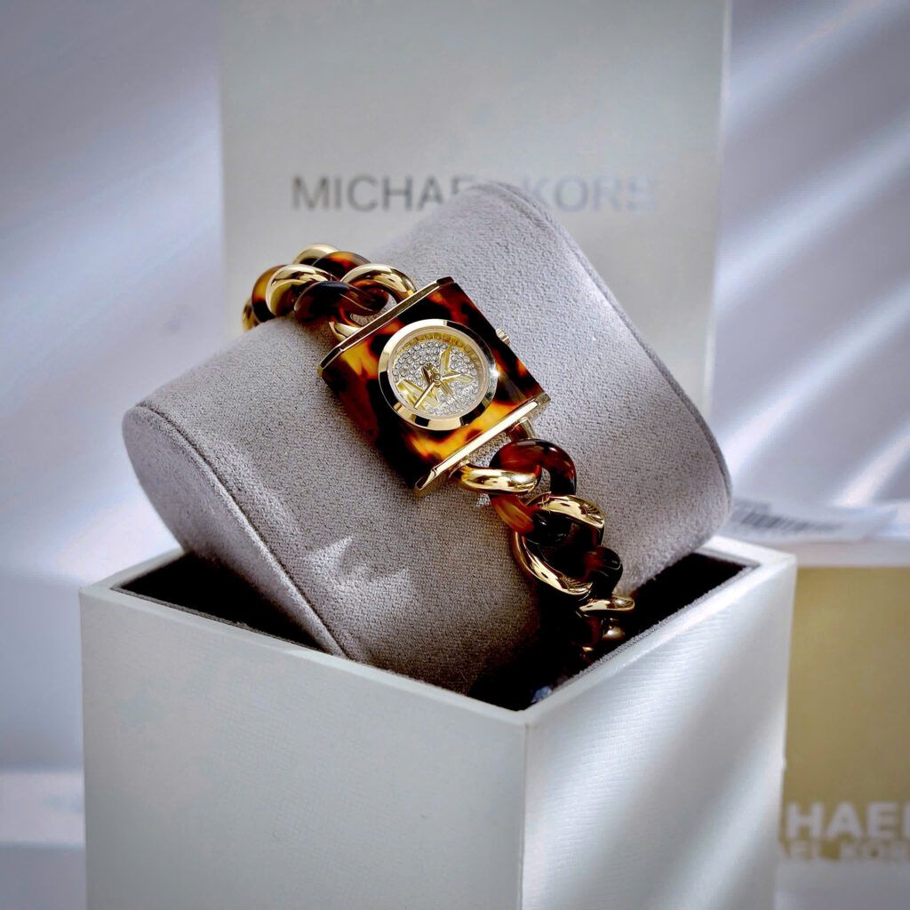 Đồng hồ Michael Kors Mk4808 Chain Lock nữ mặt đính đá like auth 24mm