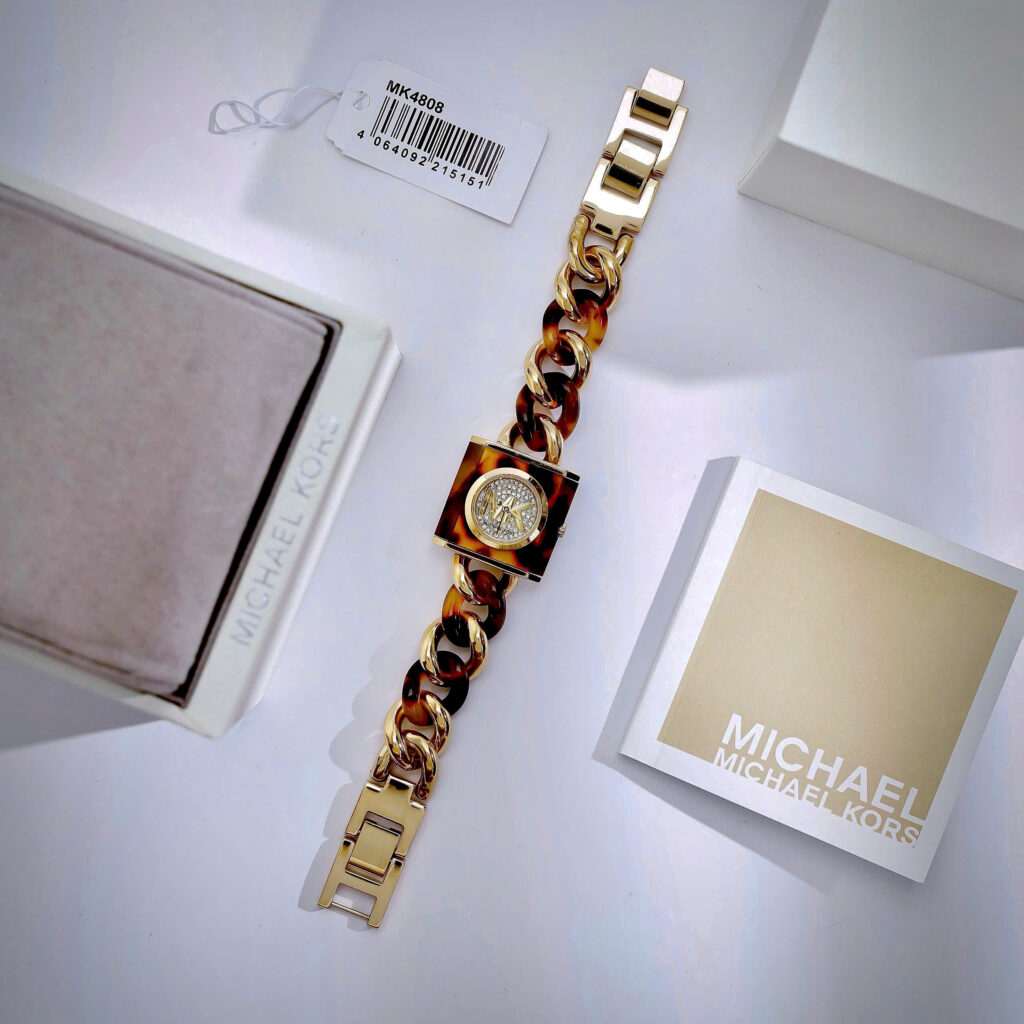 Đồng hồ Michael Kors Mk4808 Chain Lock nữ mặt đính đá like auth 24mm