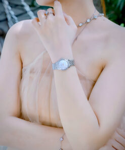 Đồng hồ Omega De Ville Prestige nữ dây kim loại đính đá fake cao cấp 28mm