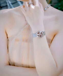 Đồng hồ Omega De Ville Prestige nữ mặt nâu chocolate đính đá fake cao cấp 28mm