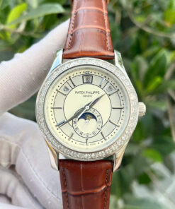Đồng hồ Patek Philippe 5205R dây da nâu máy nhật giá rẻ fake cao cấp 40mm
