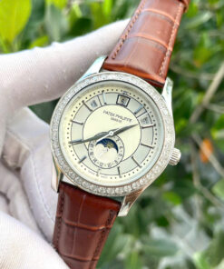 Đồng hồ Patek Philippe 5205R dây da nâu máy nhật giá rẻ fake cao cấp 40mm