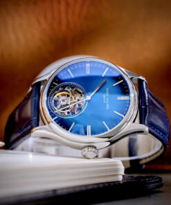 Đồng hồ Patek Philippe Genève nam xanh blue lộ cơ Tourbillon fake cao cấp 42mm