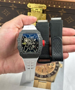 Đồng hồ Richard Mille Replica 11 RM35-01 Rafael Nadal vỏ carbon dây cao su trắng xưởng ZF 49,9x43mm (2)