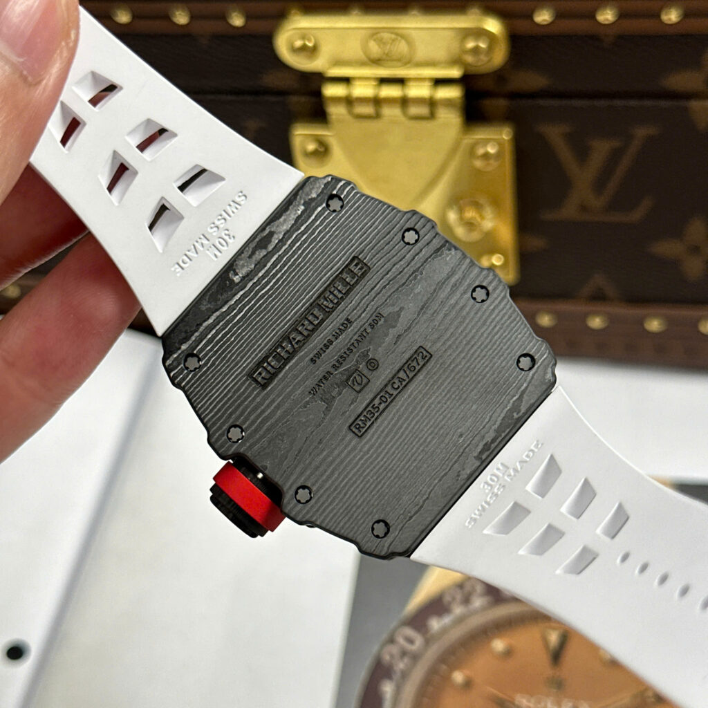 Đồng hồ Richard Mille Replica 11 RM35-01 Rafael Nadal vỏ carbon dây cao su trắng xưởng ZF 49,9x43mm (2)