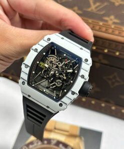 Đồng hồ Richard Mille Replica 11 RM35-01 Rafael Nadal vỏ carbon trắng máy Thụy Sỹ xưởng ZF 49,9x43mm (2)