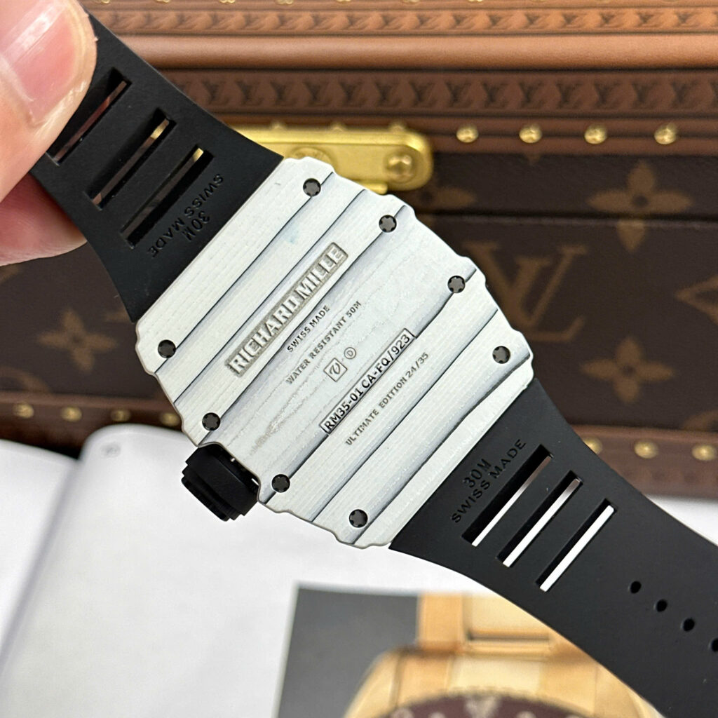 Đồng hồ Richard Mille Replica 11 RM35-01 Rafael Nadal vỏ carbon trắng máy Thụy Sỹ xưởng ZF 49,9x43mm (2)