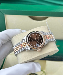 Đồng hồ Rolex DateJust mặt nâu Rep 11 bọc vàng thật nhà máy GM 31mm (1)