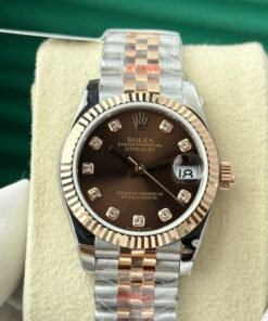 Đồng hồ Rolex DateJust mặt nâu Rep 11 bọc vàng thật nhà máy GM 31mm (1)