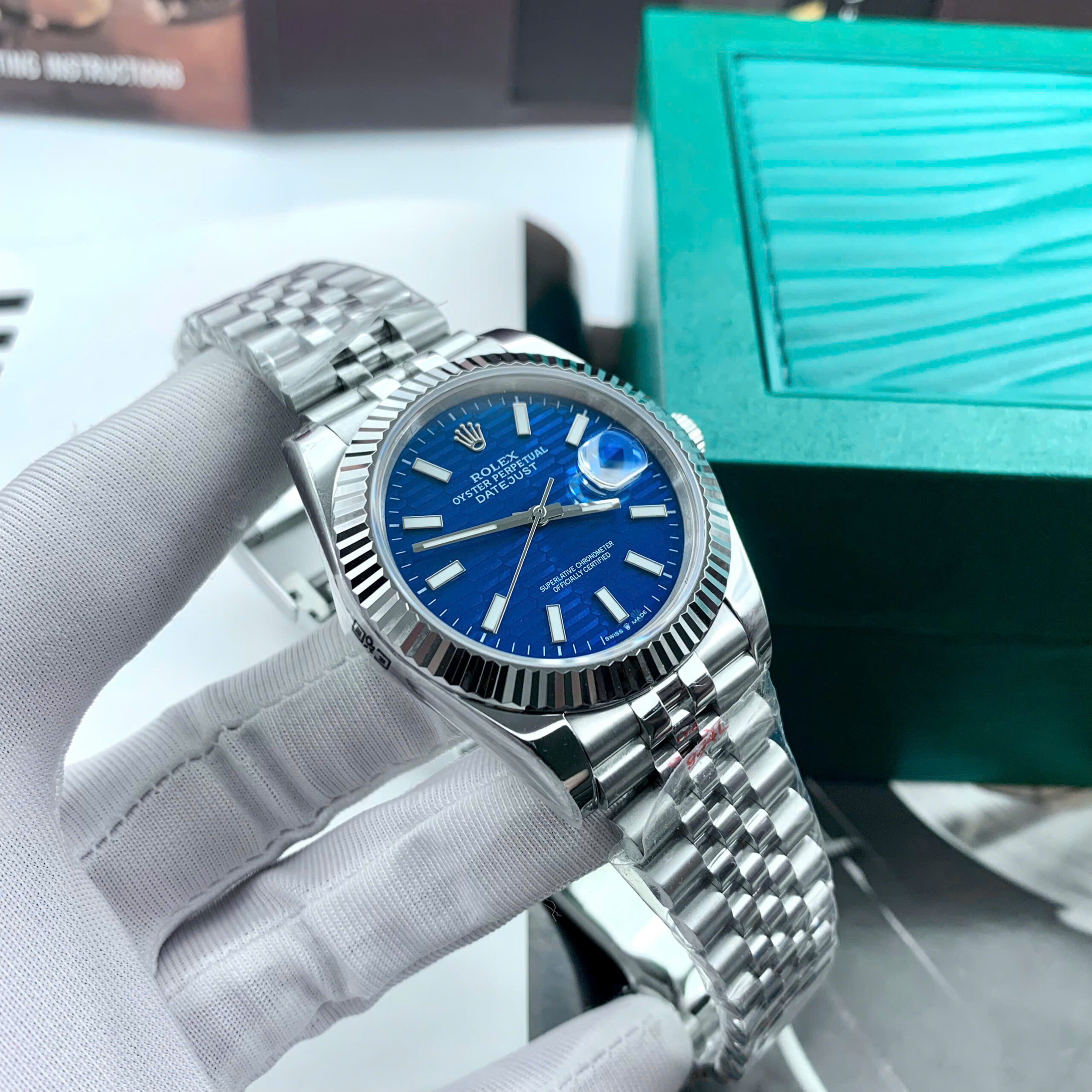 Đồng hồ Rolex Datejust nam ZF mặt xanh blue nếp gấp fake cao cấp 41mm (1) Đồng hồ Rolex Datejust nam ZF mặt xanh blue nếp gấp fake cao cấp 41mm