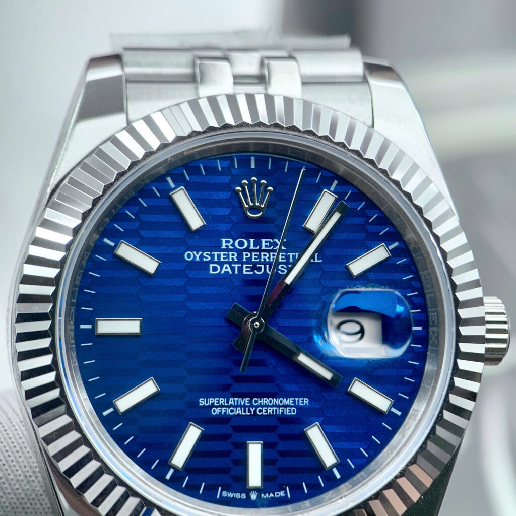 Đồng hồ Rolex Datejust nam ZF mặt xanh blue nếp gấp fake cao cấp 41mm