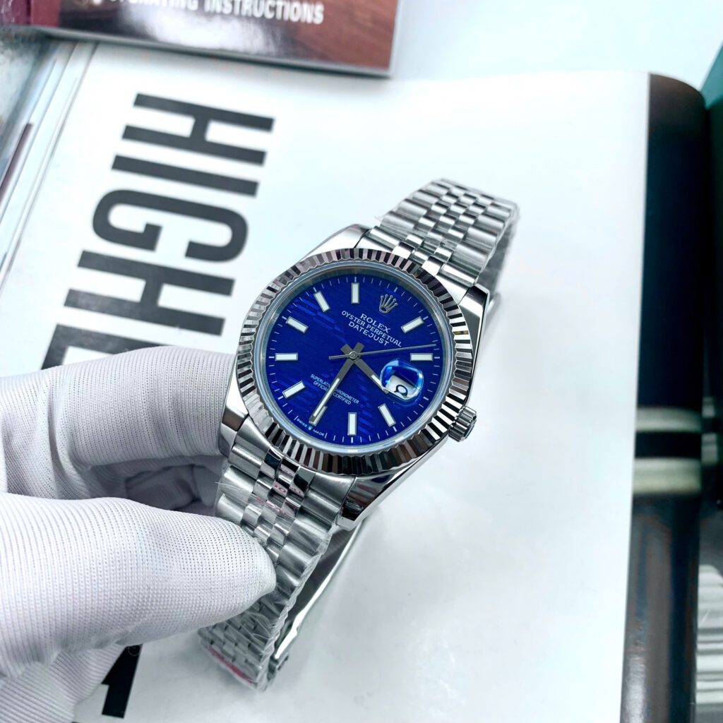 Đồng hồ Rolex Datejust nam ZF mặt xanh blue nếp gấp fake cao cấp 41mm