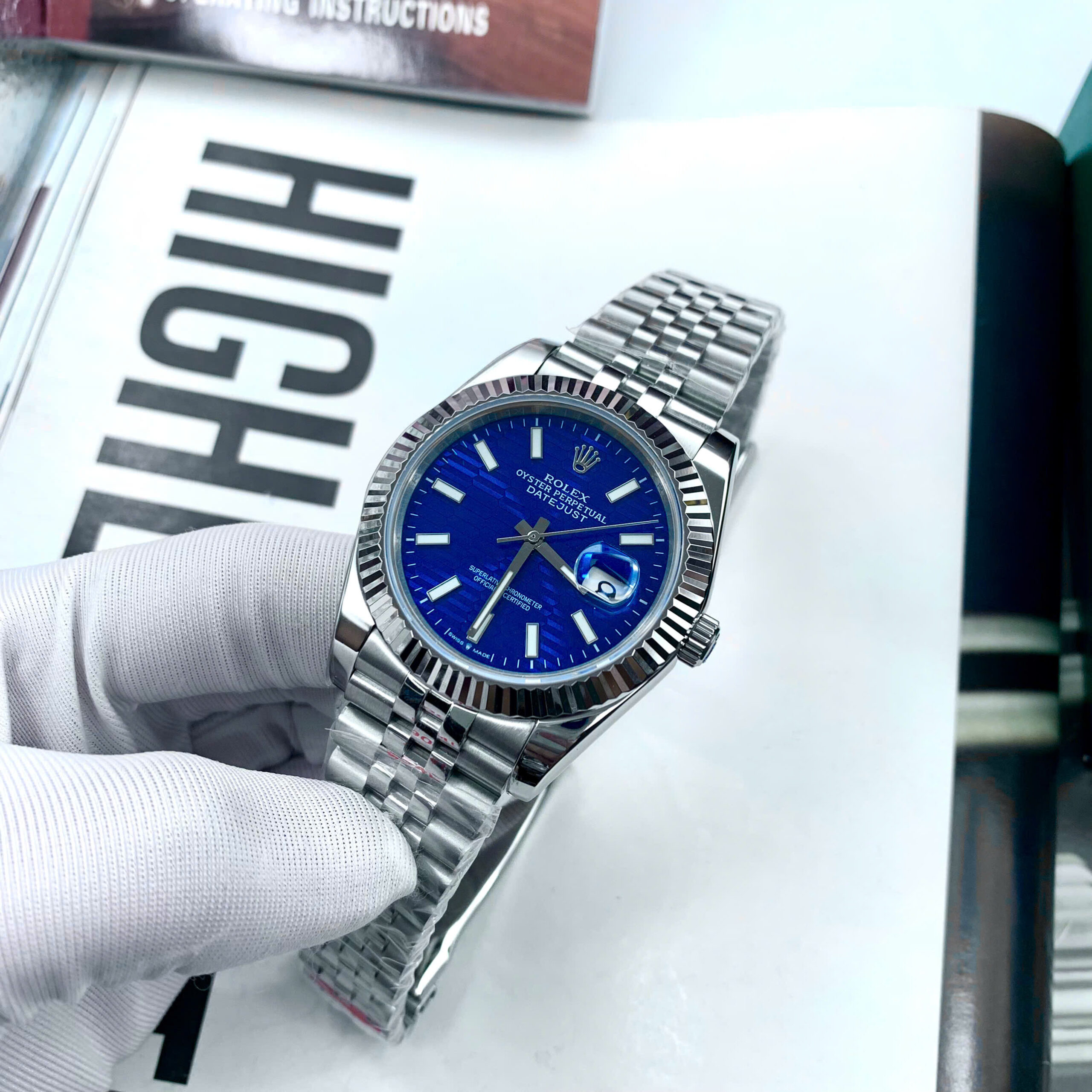 Đồng hồ Rolex Datejust nam ZF mặt xanh blue nếp gấp fake cao cấp 41mm (4) Đồng hồ Rolex Datejust nam ZF mặt xanh blue nếp gấp fake cao cấp 41mm