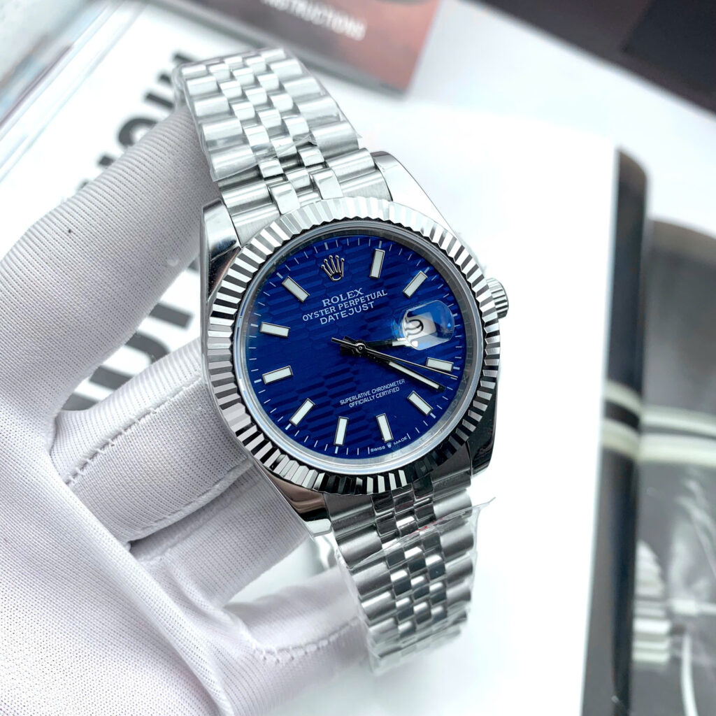 Đồng hồ Rolex Datejust nam ZF mặt xanh blue nếp gấp fake cao cấp 41mm