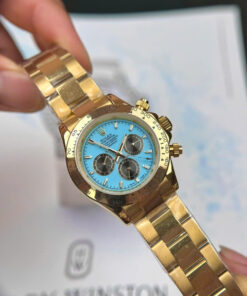 Đồng hồ Rolex Daytona Cosmograph nam vàng gold mặt xanh băng fake cao cấp 40mm