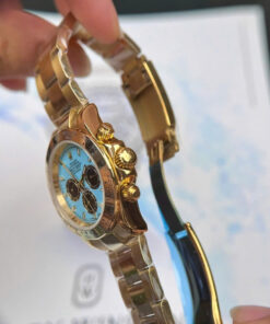 Đồng hồ Rolex Daytona Cosmograph nam vàng gold mặt xanh băng fake cao cấp 40mm