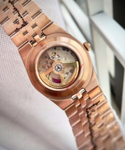 Đồng hồ Rolex Land – Dweller nam rose gold mặt tổ ong cọc số đính đá fake 11 41mm