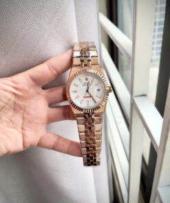 Đồng hồ Rolex Land – Dweller nam rose gold mặt tổ ong cọc số đính đá fake 11 41mm