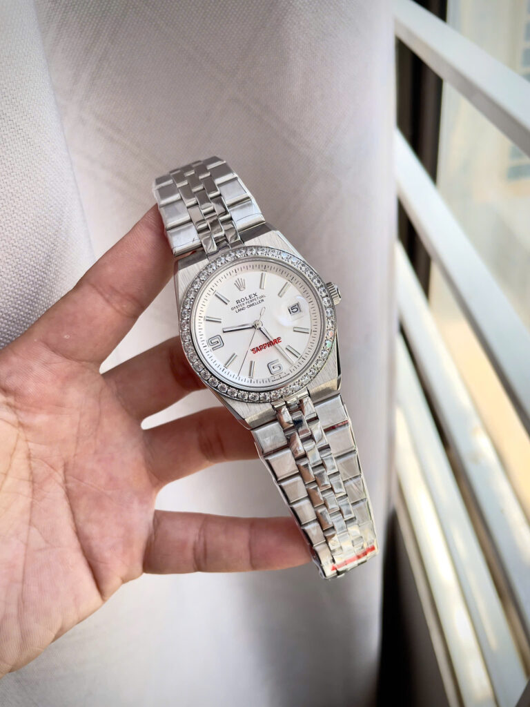 Đồng hồ Rolex fake 11 Land – Dweller nam cọc số dạ quang đính đá 41mm