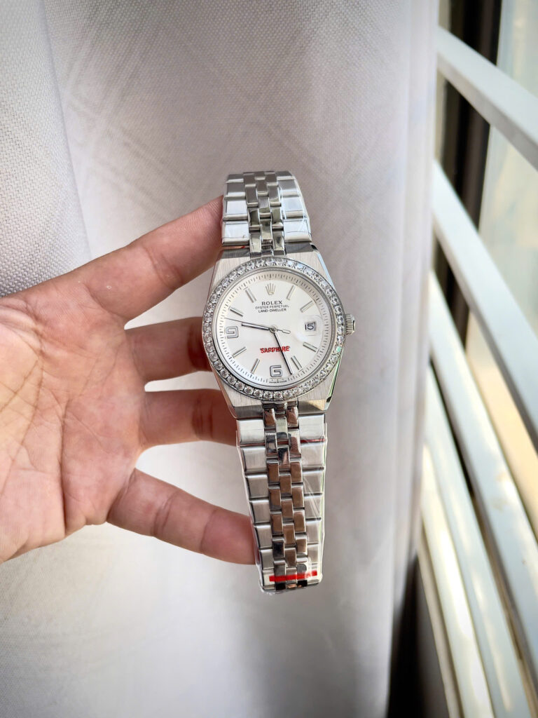 Đồng hồ Rolex fake 11 Land – Dweller nam cọc số dạ quang đính đá 41mm