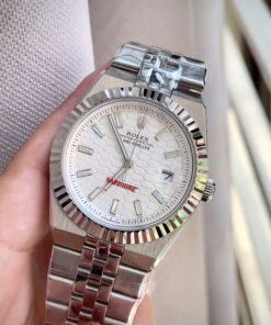 Đồng hồ Rolex fake 11 Land – Dweller nam mặt tổ ong trắng 41mm