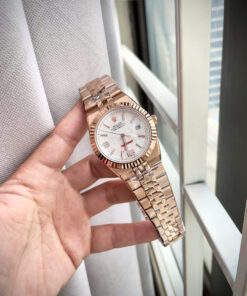 Đồng hồ Rolex fake cao cấp Land – Dweller nam rose gold mặt tổ ong 41mm