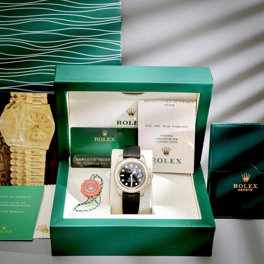 Đồng hồ Rolex nam Submariner đính đá vàng gold dây cao su fake cao cấp 40mm