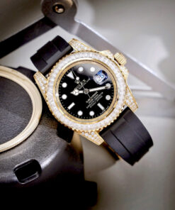 Đồng hồ Rolex nam Submariner đính đá vàng gold dây cao su fake cao cấp 40mm