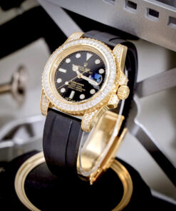 Đồng hồ Rolex nam Submariner đính đá vàng gold dây cao su fake cao cấp 40mm