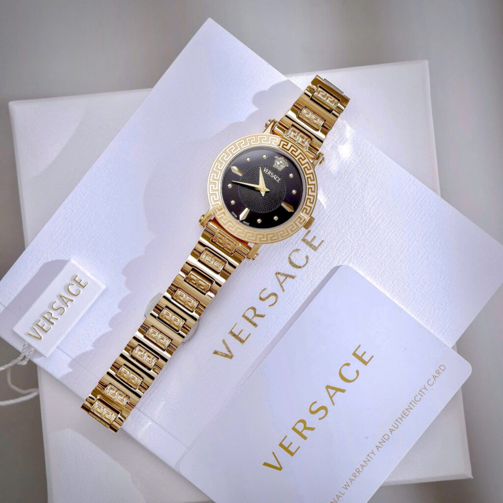 Đồng hồ nữ Versace Greca Lady vàng gold dây kim loại like auth 36mm