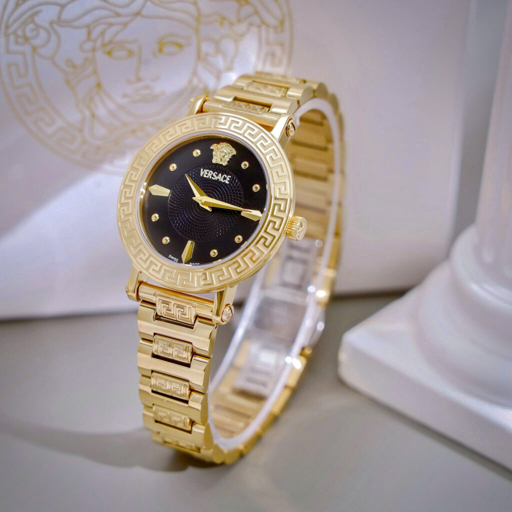 Đồng hồ nữ Versace Greca Lady vàng gold dây kim loại like auth 36mm