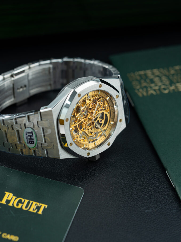 Đồng hồ Audemars Piguet Royal Oak Openworked 15407 Rep 11 mặt màu vàng lộ cơ nhà máy THB 41mm (2)