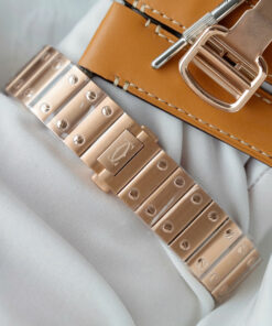 Đồng hồ Cartier Santos Replica 11 nữ mặt trắng mạ vàng hồng xưởng BV 35 (2)